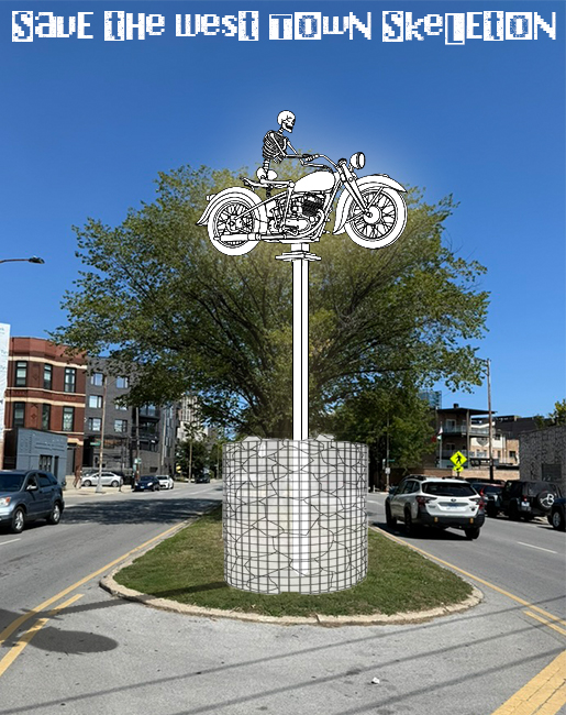 Rendering of the Skeleton in the Ogden Avenue median